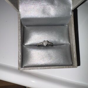 Zales Silver Heart Ring with Diamond Accent